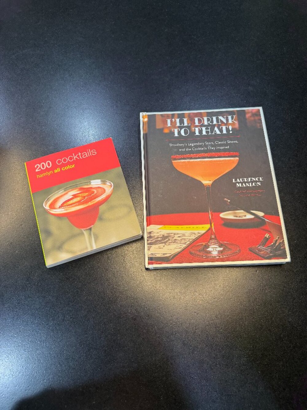 Set of 2 Cocktail Recipe Full Color Cookbooks Broadway Themed for Entertaining